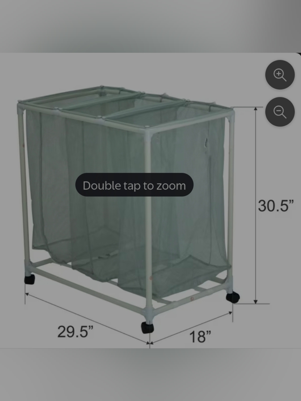 Three-Compartment Rolling Laundry Sorter - Sage Green